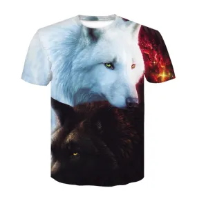 2018 Newest Harajuku Wolf 3D Print Cool T-shirt Men/Women Short Sleeve Summer Tops Tees T shirt Fashion M-5XL