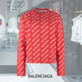 BALENCIAGA  |Crew Neck Casual Style Wool Rib Blended Fabrics Long Sleeves