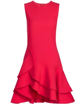 Cerise Sleeveless Tiered Ruffle Dress