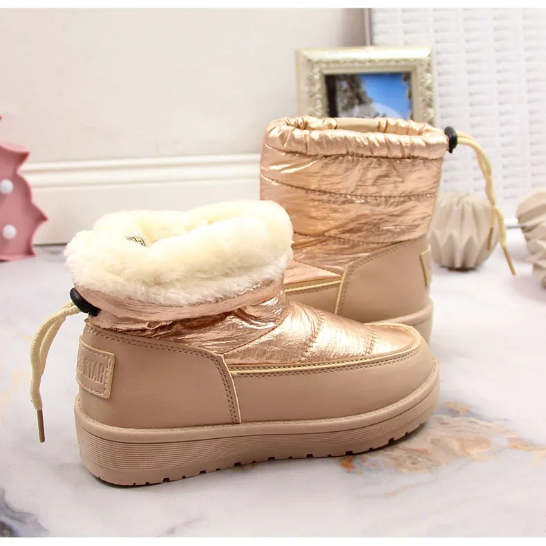 Girls' beige metallic snow boots Big Star KK374221