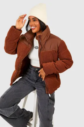 Jackets & Coats | Borg Oversized Puffer Jacket | boohoo