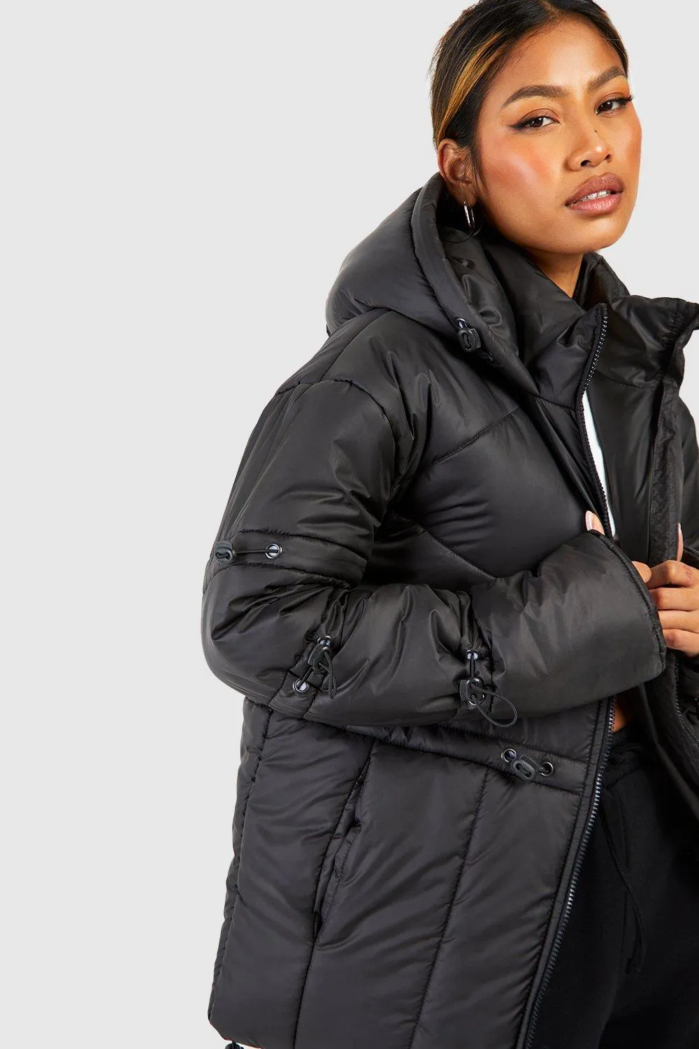 Jackets & Coats | Toggle Detail Hooded Puffer Jacket | boohoo