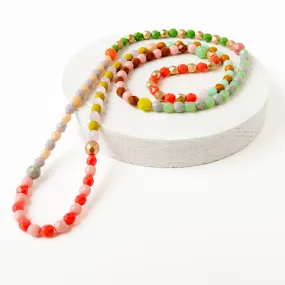 Long Beaded Pastel Necklace - WS