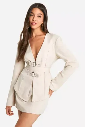 Marl Buckle Adorned Blazer