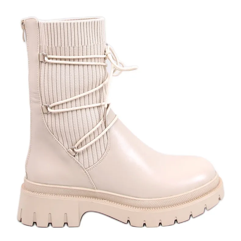 Willet Beige sock ankle boots