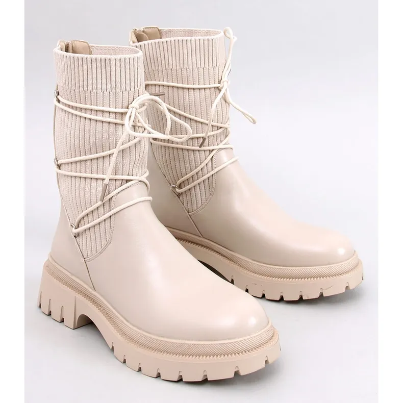 Willet Beige sock ankle boots