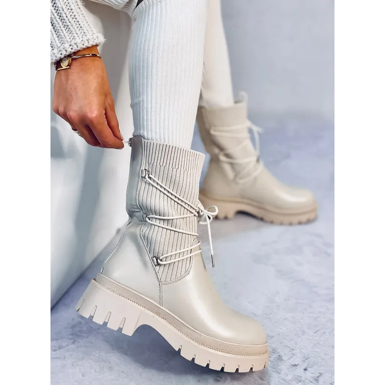 Willet Beige sock ankle boots