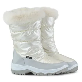 Women's high white snow boots with fur